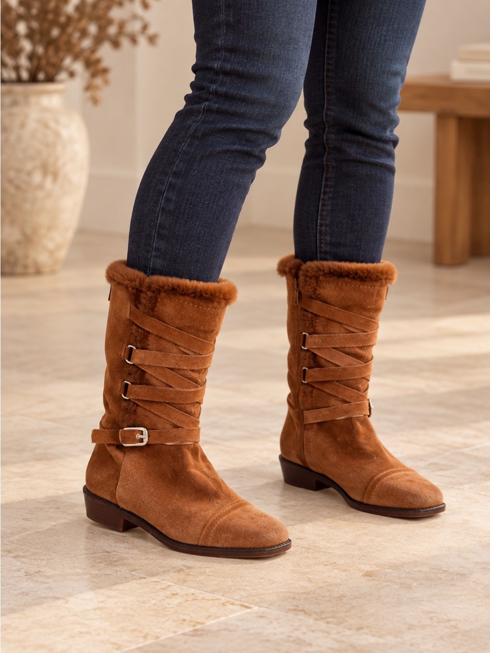 Stuart Weitzman Tan Heeled Boots